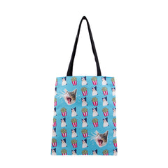 Oh My Pop Angry Cat-Borsa Tote per la Spesa Shopping Bag, Turchese
