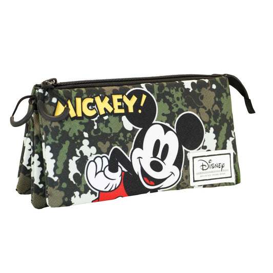Disney Topolino Surprise-Astuccio Triplo FAN, Verde Militare