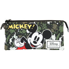 Disney Topolino Surprise-Astuccio Triplo FAN, Verde Militare