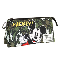 Disney Topolino Surprise-Astuccio Triplo FAN, Verde Militare