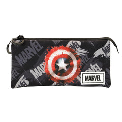 Marvel Captain America Scratches-FAN Triple Pencil Case, Grey