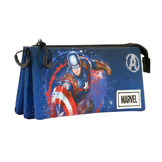 Marvel Captain America Full-Trousse Triple FAN, Bleu