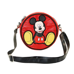 Disney Topolino Shoes-Borsa a Tracolla Rotonda Padding, Rosso