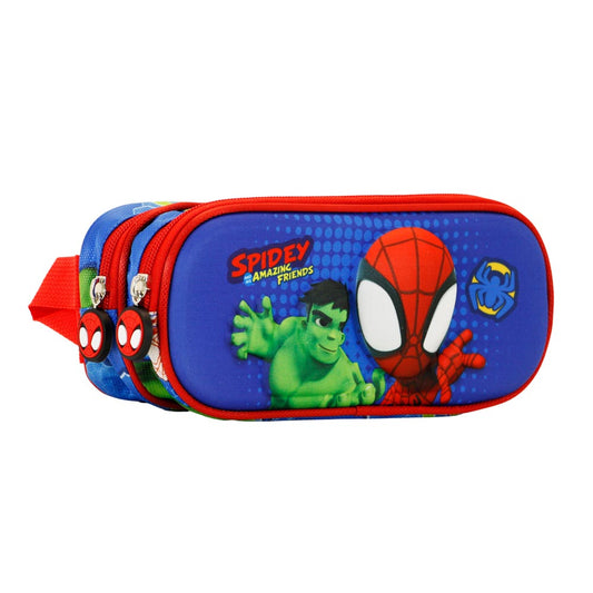 Marvel Spiderman Circles-Trousse 3D Double, Bleu
