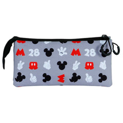 Disney Mickey Mouse Grey-FAN Triple Pencil Case 2.0, Grey
