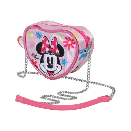 Disney Minnie Mouse Floral-Borsa a Tracolla Cuore Mini, Rosa