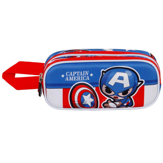 Marvel Captain America Let's go-Trousse 3D Double, Bleu