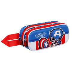 Marvel Captain America Let's go-Astuccio 3D Doppio, Blu