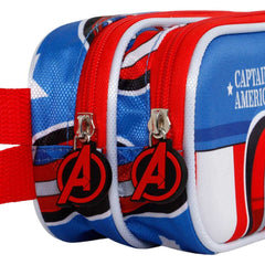 Marvel Captain America Let's go-Astuccio 3D Doppio, Blu