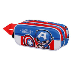 Marvel Captain America Let's go-Astuccio 3D Doppio, Blu