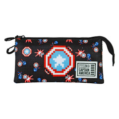 Marvel Captain America Captain Pixel-Astuccio Triplo ECO, Nero