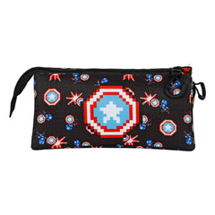 Marvel Captain America Captain Pixel-Astuccio Triplo ECO, Nero
