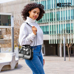 Wednesday Mercoledì Varsity Casual-Borsa Bowling Fashion, Nero