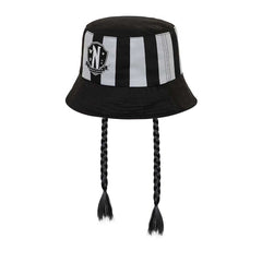 Wednesday Miércoles Braid-Gorro Infantil Bucket, Negro