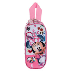 Disney Minnie Mouse Too Cute-Estuche Portatodo 3D Doble, Rosa