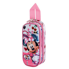 Disney Minnie Mouse Too Cute-Estuche Portatodo 3D Doble, Rosa