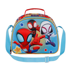 Marvel Spiderman Three-Borsa Porta Merenda 3D, Blu