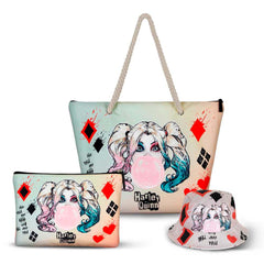 DC Comics Harley Quinn Mad Love-Borsa da Toilette Pochette Soleil, Beige