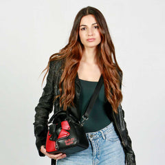 DC Comics Harley Quinn Jacket-Bowling Fashion Handbag, Black