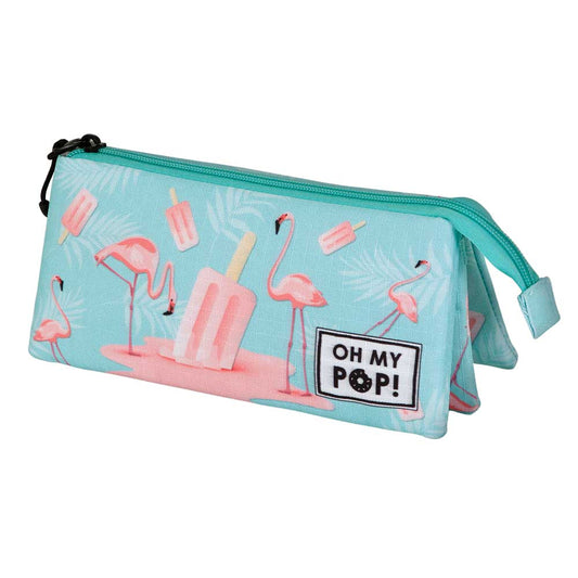 Oh My Pop! Ice Flamingo-Three-Pocket Case Triple, Turquoise