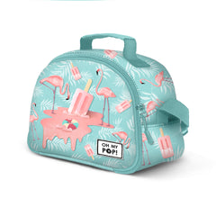 Oh My Pop Ice Flamingo-Borsa Porta Merenda Thermal Lunch Bag, Turchese