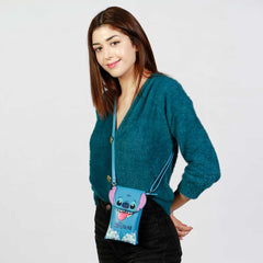 Disney Lilo e Stitch Tongue-Borsa Porta Cellulare, Blu