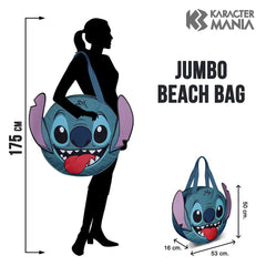 Disney Lilo e Stitch Face-Borsa da Spiaggia Jumbo, Blu
