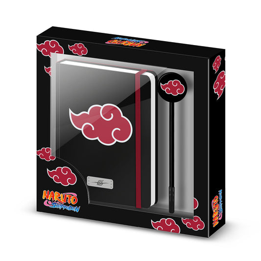 Naruto Clouds-Confezione Regalo con Diario e Penna a Sfera Fashion, Nero