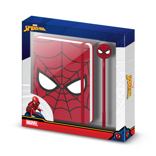 Marvel Spiderman Chibi-Confezione Regalo con Diario e Penna a Sfera Fashion, Rosso