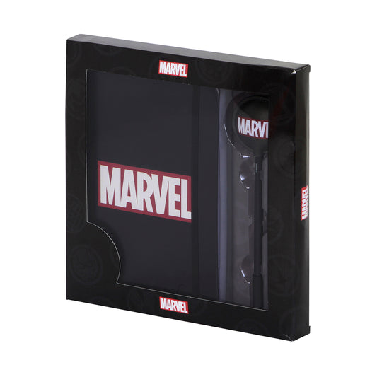 Marvel Comics-Pack de Diario + Boligrafo, Negro