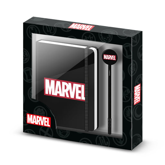 Marvel Comics-Confezione Regalo con Diario e Penna a Sfera Fashion, Nero