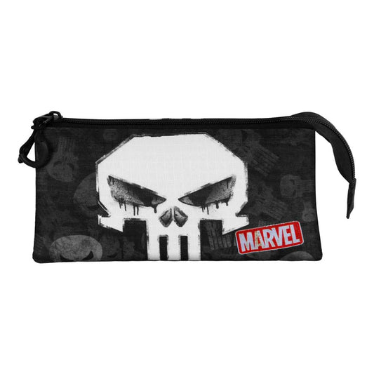 Marvel Punisher Skull-Estuche Portatodo Triple, Negro