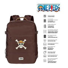 One Piece Skull-Large Mercury Travel Backpack 47x23x33cm, Brown