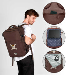 One Piece Skull-Large Mercury Travel Backpack 47x23x33cm, Brown