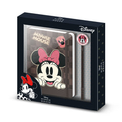 Disney Minnie Mouse Journey-Gift Box with Diary and Fashion Ballpoint Pen, Brown