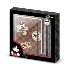 Disney Mickey Mouse Journey-Gift Box with Diary and Fashion Ballpoint Pen, Brown