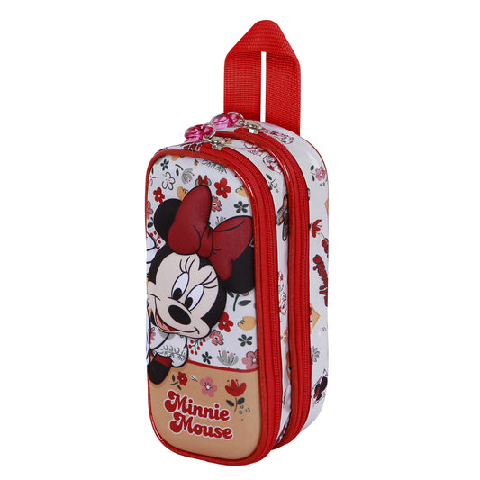 Disney Minnie Mouse Flowered-3D Double Pencil Case, Red
