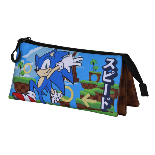 Sonic The Hedgehog - SEGA Greenhill-Triple Pencil Case, Multicolour