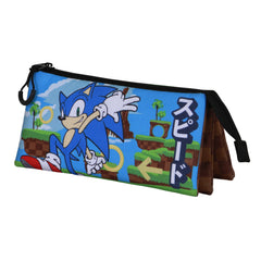 Sonic The Hedgehog Greenhill-Astuccio Triplo, Multicolore
