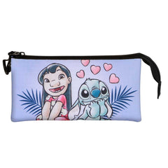 Disney Lilo y Stitch Couple-Estuche Portatodo Triple, Lila