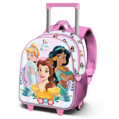 Disney Princesas Floral-Mochila 3D con Ruedas Pequeña, Rosa
