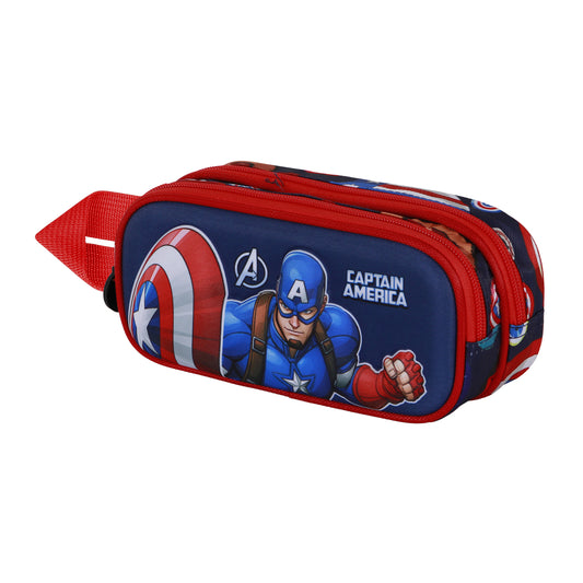 Marvel Captain America Patriot-3D Double Pencil Case, Multicolour