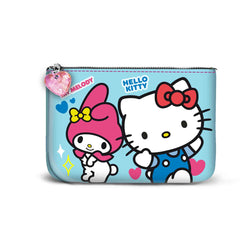Sanrio Hello Kitty Friendship-Petit Porte-monnaie Carré, Bleu