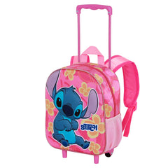 Disney Lilo and Stitch Cute-Small 3D Backpack with Wheels, Pink