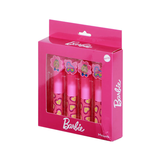 Barbie Pack Mistura de 4 Marcadores Fluorescentes, Rosa