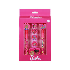 Barbie zestaw mix zmazalny długopis żelowy + ołówek Eternal + 4 gumki + temperówka, różowy