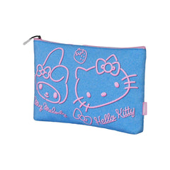 Sanrio Hello Kitty Denim-Borsa da Toilette Pochette Soleil, Blu