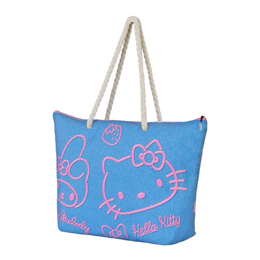 Sanrio Hello Kitty Denim-Borsa da Spiaggia Soleil, Blu