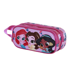 Disney Princess Flowers-3D Double Pencil Case, Pink