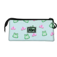 Oh My Pop Froggy-Trójkomorowe etui na przybory, Turkusowe